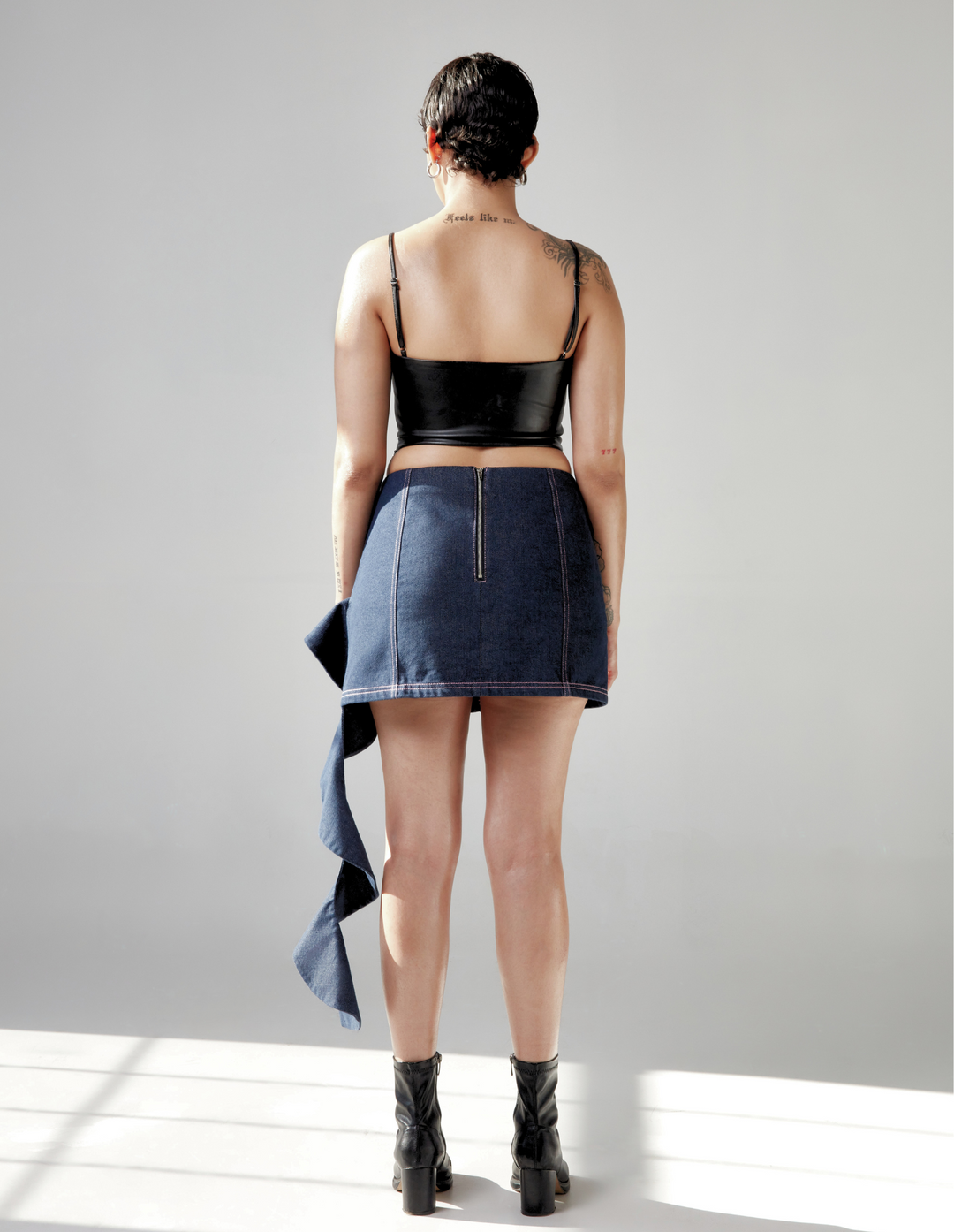 Unbalanced Ruffle Skirt - Raw Denim