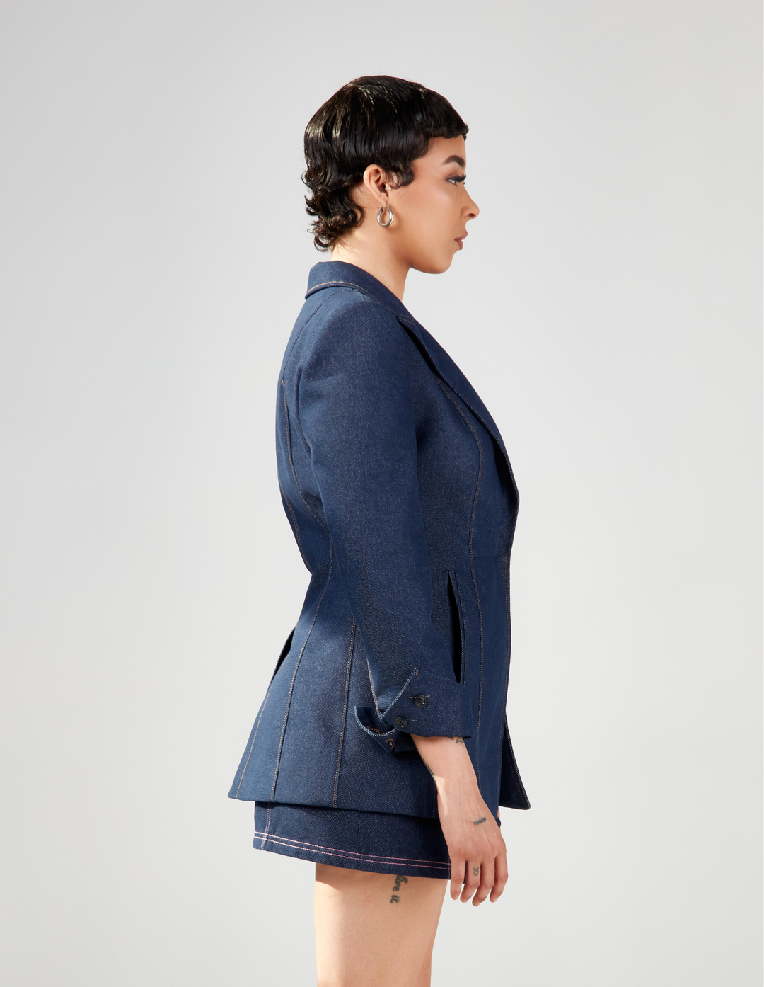 Tailored Fitted Blazer - Raw denim